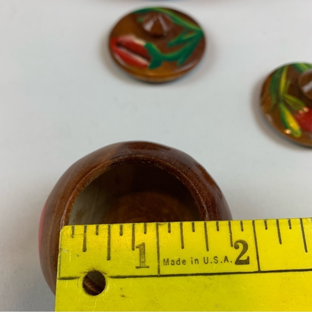 (2) Decorative Hand-Carved/Painted Turned Wood Bowls w/ Finial Knob Lids - Picture 10 of 10